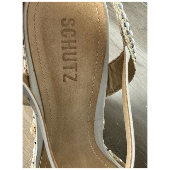 SCHUTZ Carminda Beige Espadrille Embellished Wedge Sandals Shoes Womens Size 10B - Picture 6 of 14